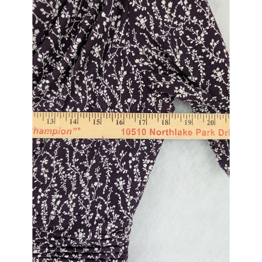 Jessica Howard Womens 10 Purple Floral Vine Cowl Neck Ruched‎ Waist Flare Dress - Picture 6 of 8